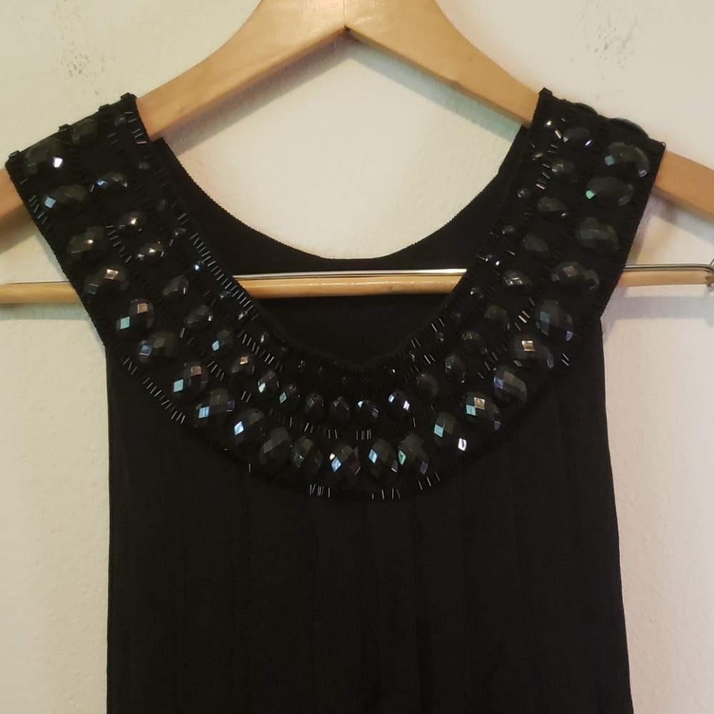 Belldini black tunic beaded collar long knit M